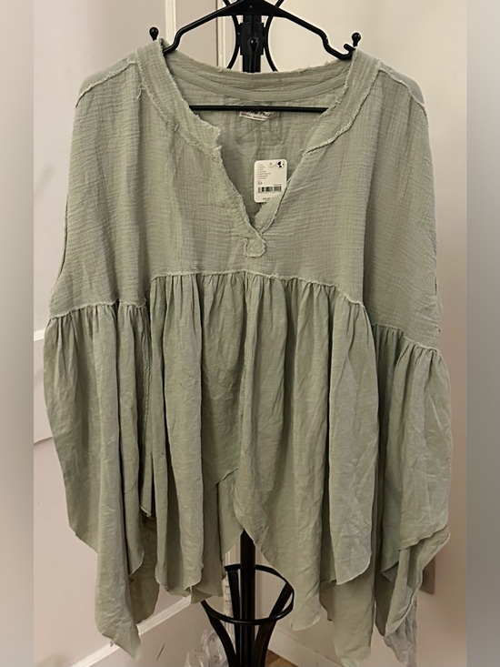Free People Tops - Free People Sage Green Gauze Peasant Tunic Size Extra Small